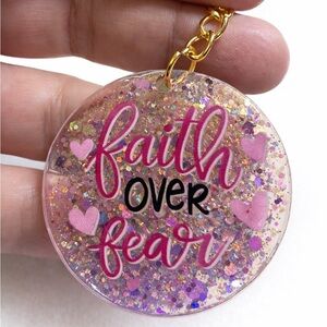 Faith Over Fear Glitter Key Holder